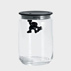 Alessi Glass Jar with Black Lid - Medium