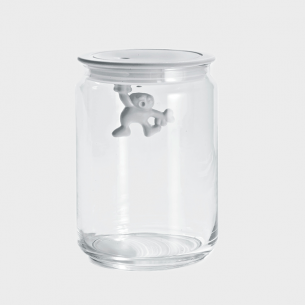 Alessi Glass Jar with White Lid - Medium