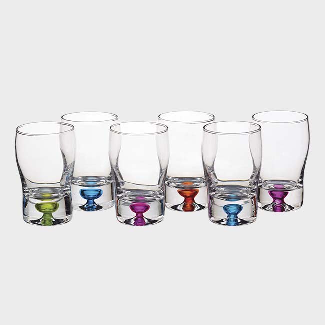 BarCraft Coloured Shot Glasses Set of 6 Multi-Colour